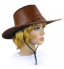 Шляпа "Ковбоя" (кожа,коричневая) купить в интернет магазине подарков ПраздникШоп