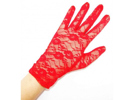 Перчатки гипюровые короткие красные купить в интернет магазине подарков ПраздникШоп