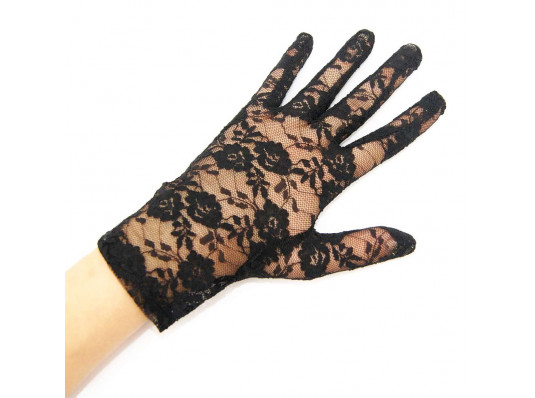  Перчатки гипюровые короткие чёрные купить в интернет магазине подарков ПраздникШоп