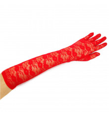 Перчатки гипюровые длинные красные купить в интернет магазине подарков ПраздникШоп