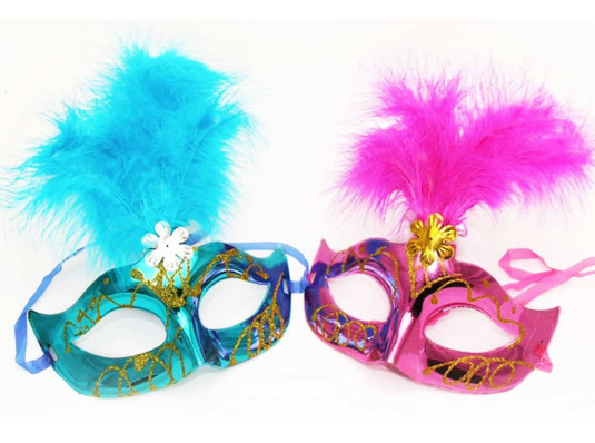 Карнавальная маска Венеция с пером ( 5 перьев ) купить в интернет магазине подарков ПраздникШоп
