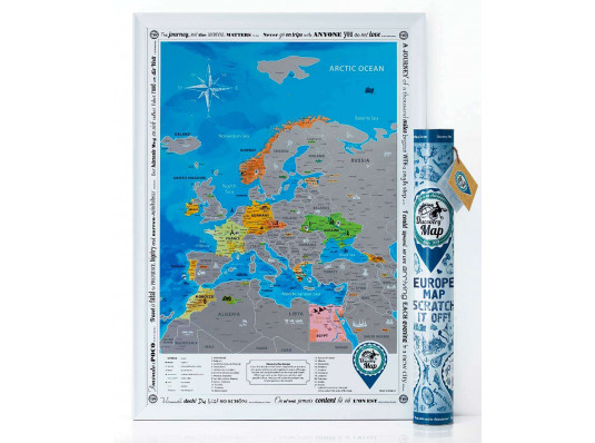 Скретч-карта европы Discovery Map of Europe на английском языке купить в интернет магазине подарков ПраздникШоп