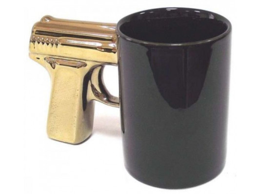 Чашка "Пістолет" з позолоченою ручкою купить в интернет магазине подарков ПраздникШоп