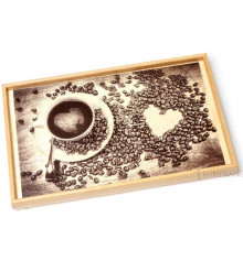 Столик поднос на ножках "Чашка в зернах кофе love" купить в интернет магазине подарков ПраздникШоп