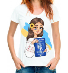 Футболка с принтом женская Футболка с принтом женская "Паспорт Украины" купить в интернет магазине подарков ПраздникШоп