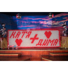 Панно з повітряних куль "Катя + Діма" купить в интернет магазине подарков ПраздникШоп